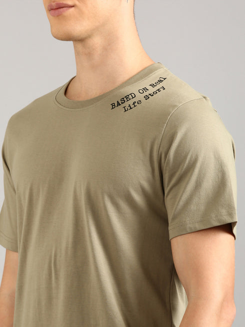 Brown Printed Regular Fit T-Shirt